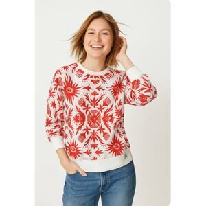 Scotch & Soda Graphic Sweatshirt Scandinavian Hex Floral Design Med Colorful